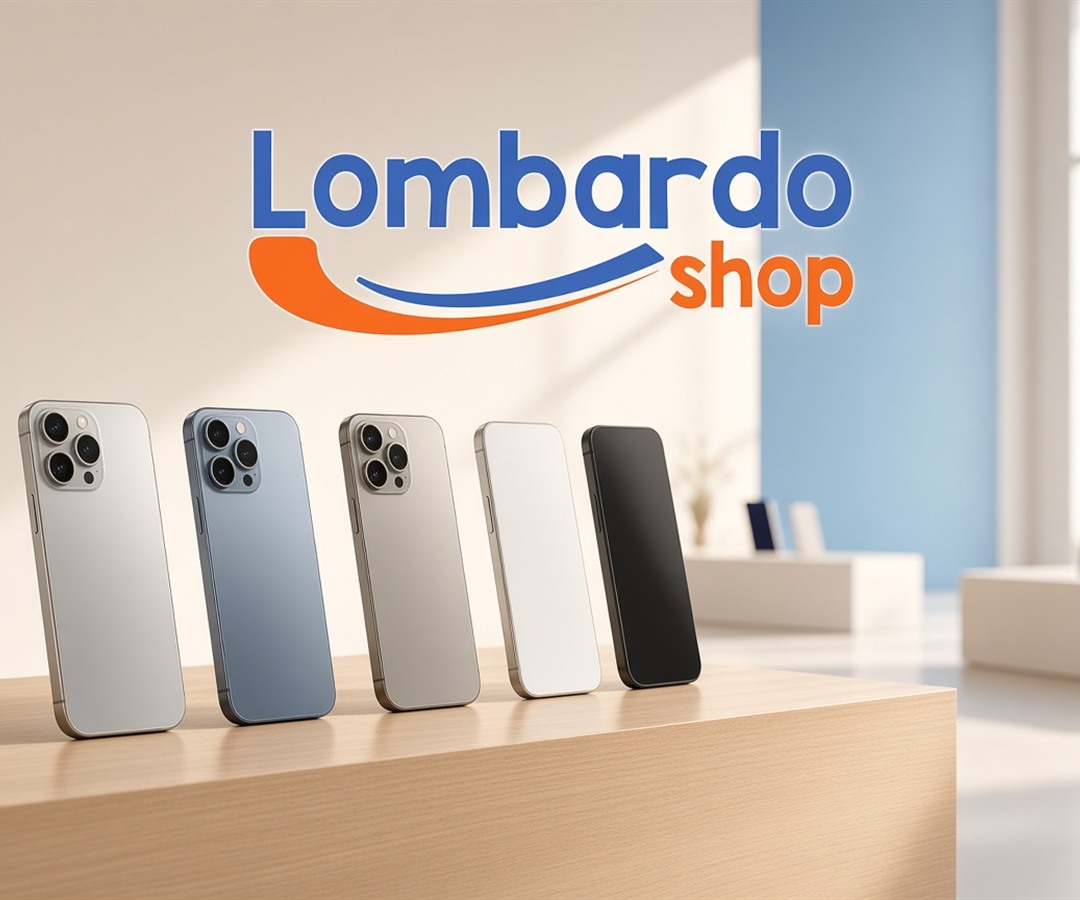 Lombardo Shop banner with logo and refurbished iPhones